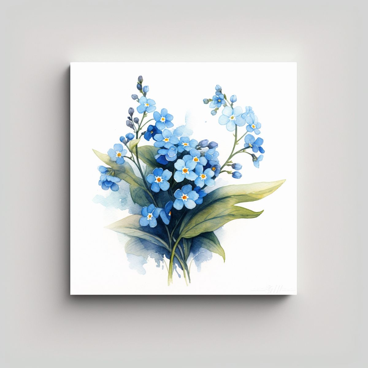 GENERICO - Acuarela De Flores Forget-Me-Nots En Composición 80x80 Cm