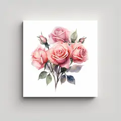 GENERICO - Ilustración Elegante De Rosa En Lienzo De Alta 90x90 Cm.