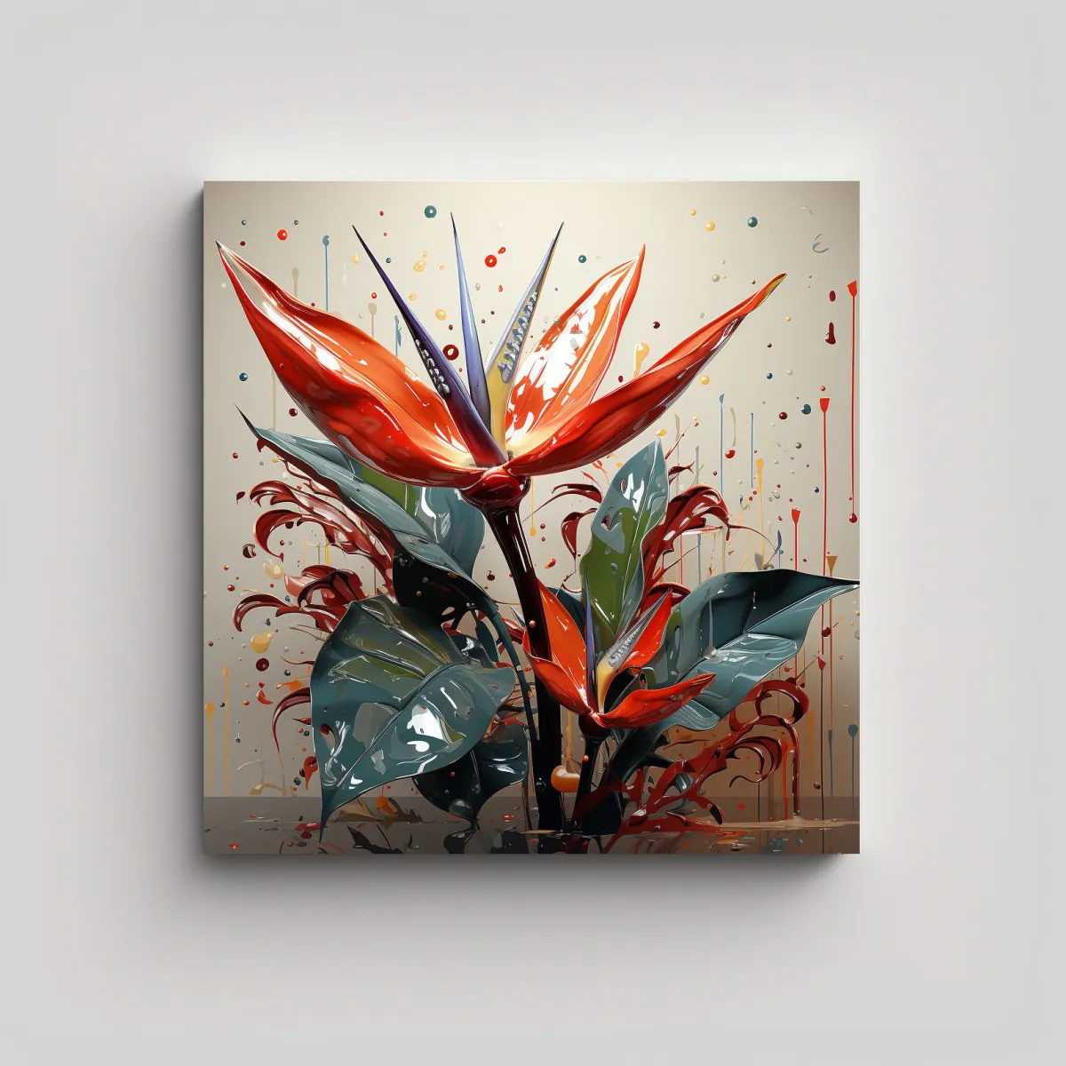 GENERICO - Pintura Decorativa De Hojas De Heliconia En 70x70 Cm