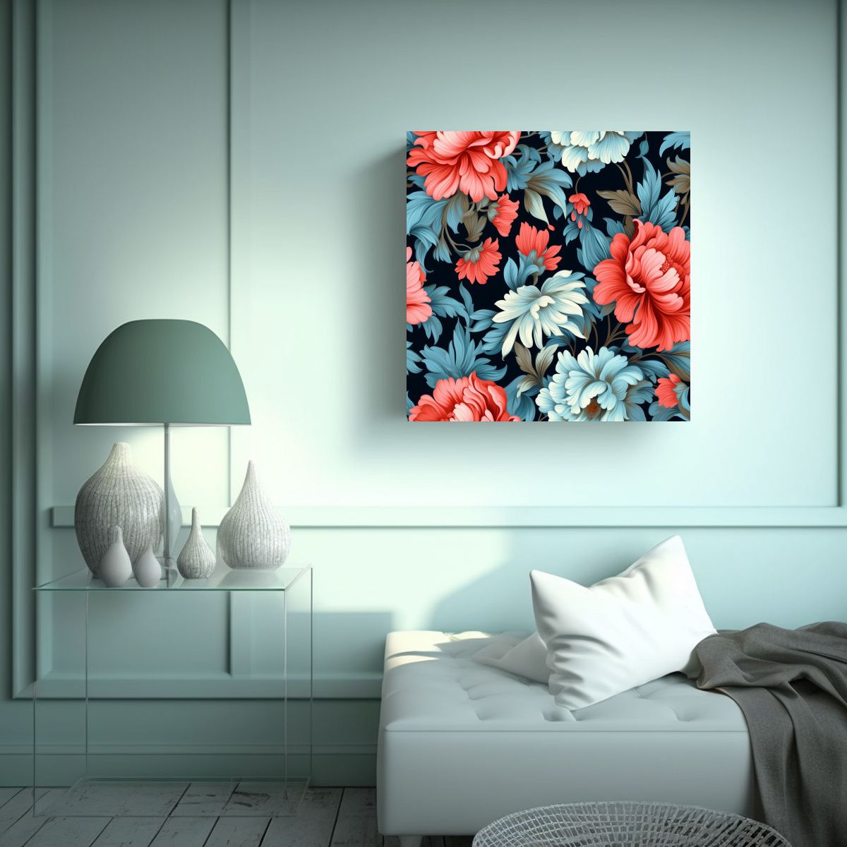 GENERICO - Lienzo De Tela HD Hermoso Patrón Floral Para 90x90 Cm.