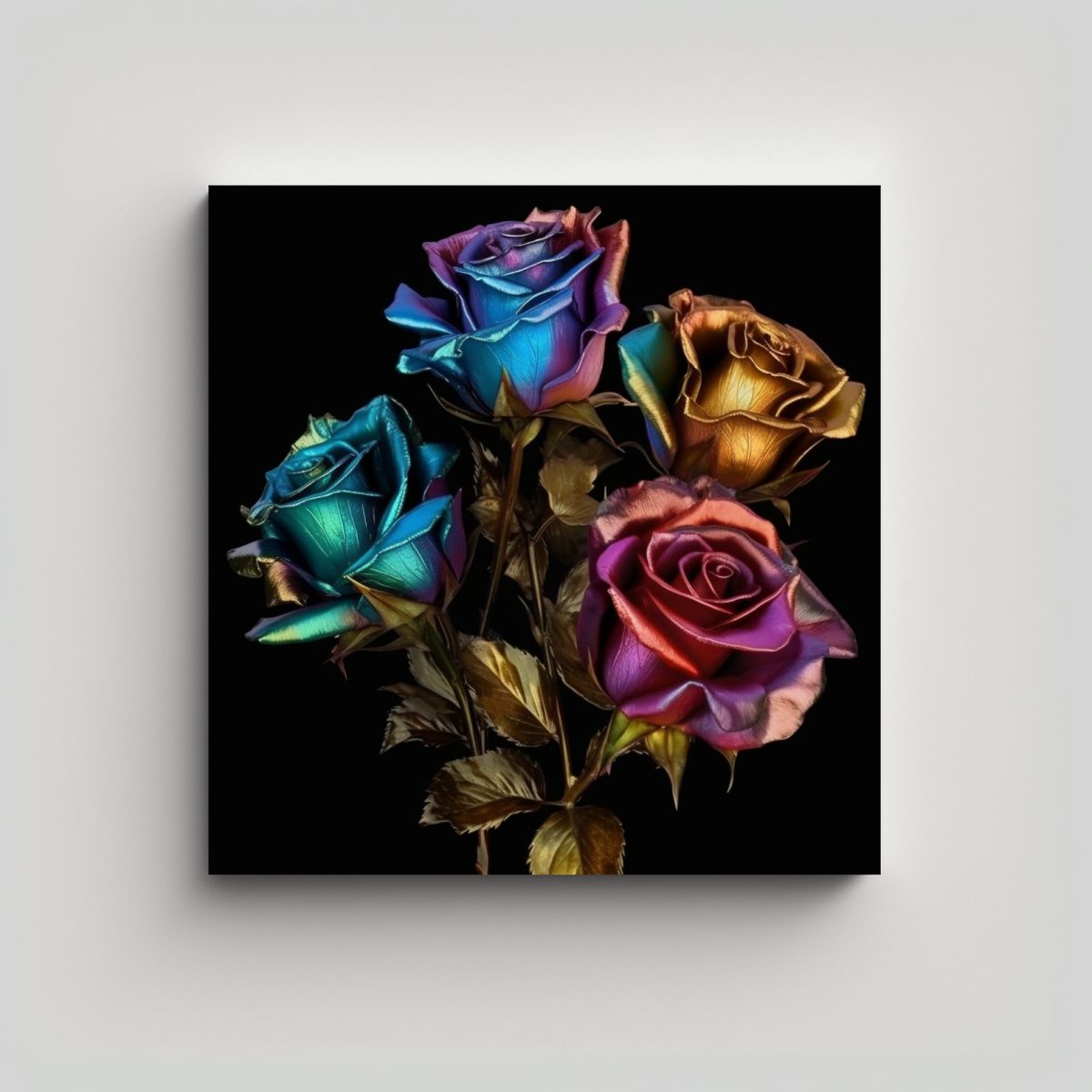 GENERICO - Pintura Decorativa Mix Colorida De Rosas Secas En 80x80 Cm