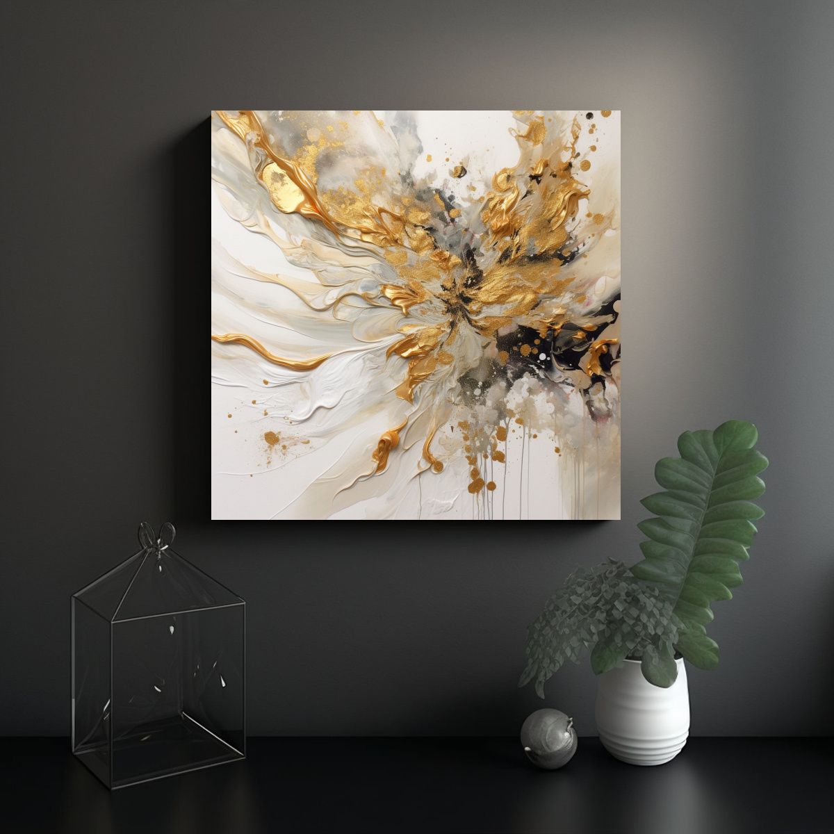 GENERICO - Venta Arte De Pared Blanco Y Dorado Estilo 90x90 Cm