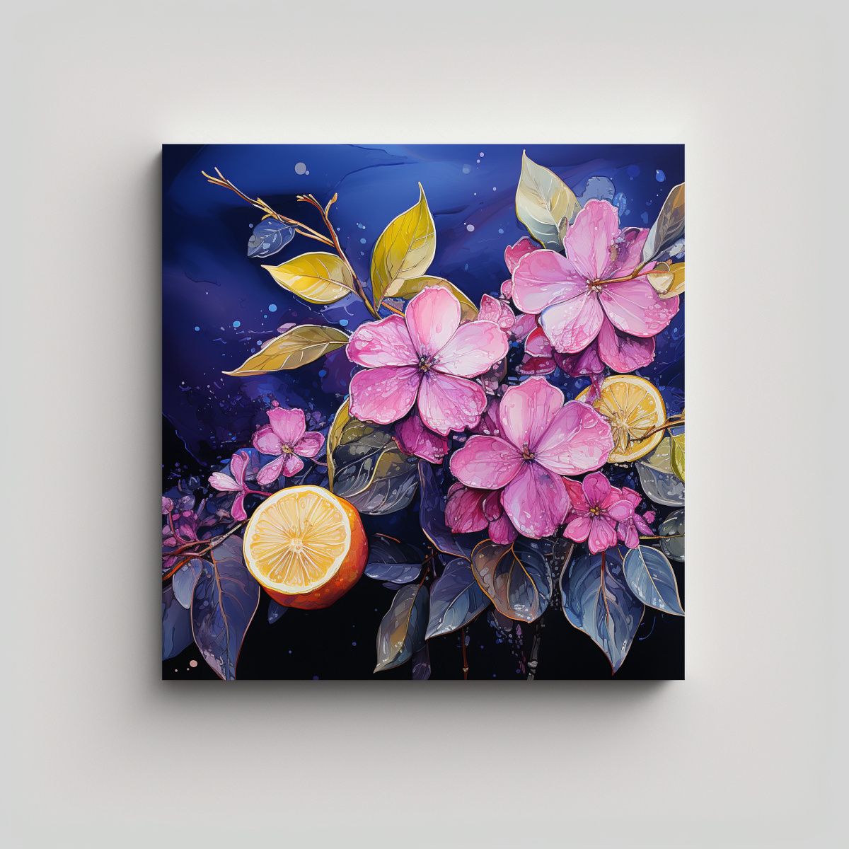 GENERICO - Lienzo Movimiento Simétrico Árbol De Limón En 80x80 Cm
