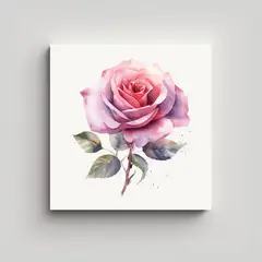 GENERICO - Rosa Acuarela En Lienzo De Alta Calidad 8K - 80x80 Cm