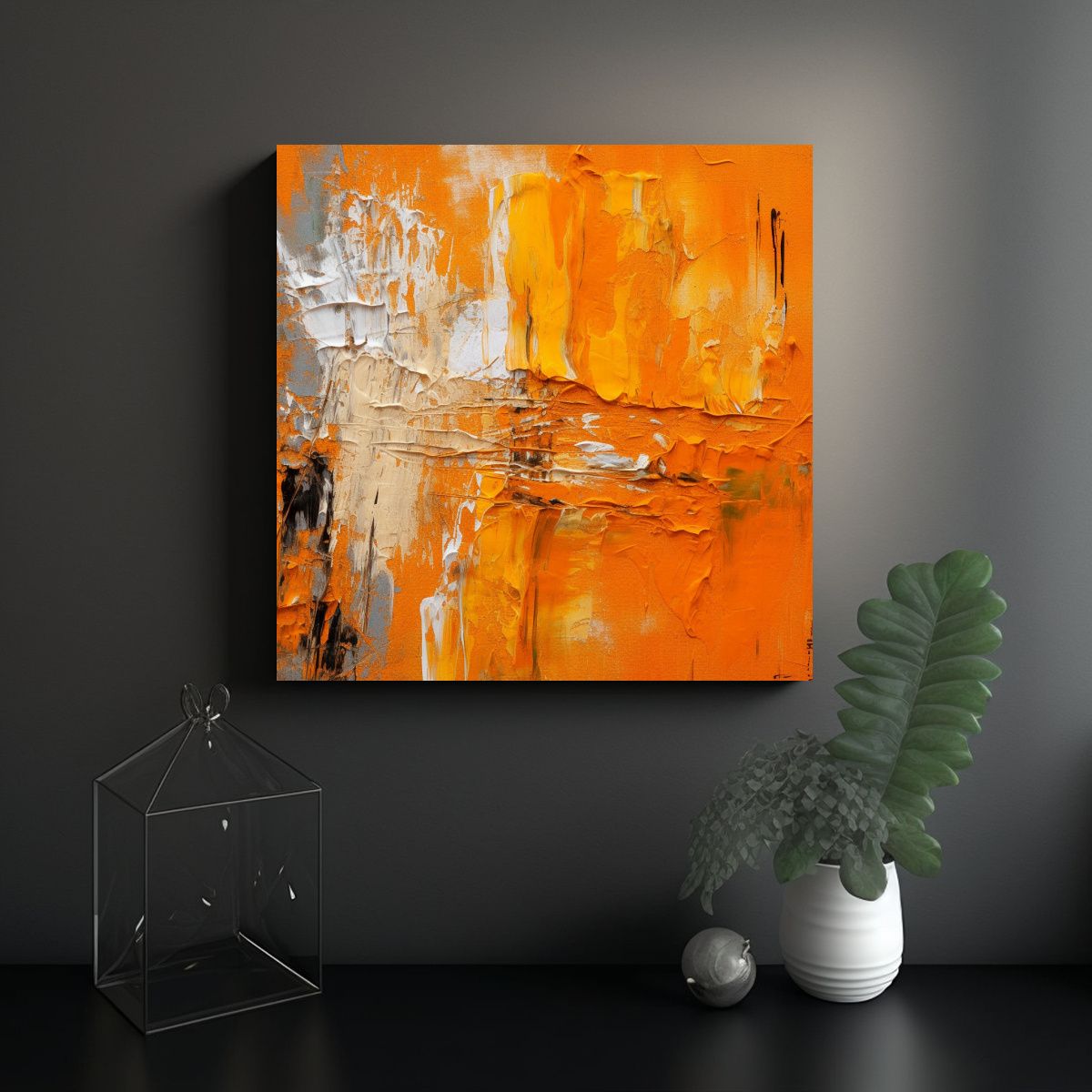 GENERICO - Textura De Lienzo Con Pintura Naranja Refinada 70x70 Cm.