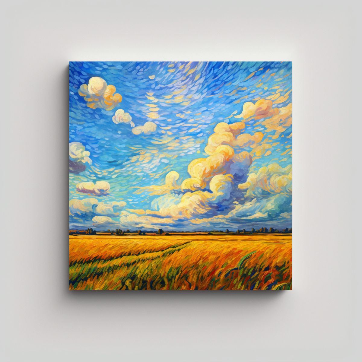 GENERICO - Pintura En Lienzo Equilibrio Expresionista Cielo 80x80 Cm.