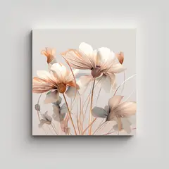 GENERICO - Ilustración Abstracta Con Echinacea En Lienzo De 90x90 Cm