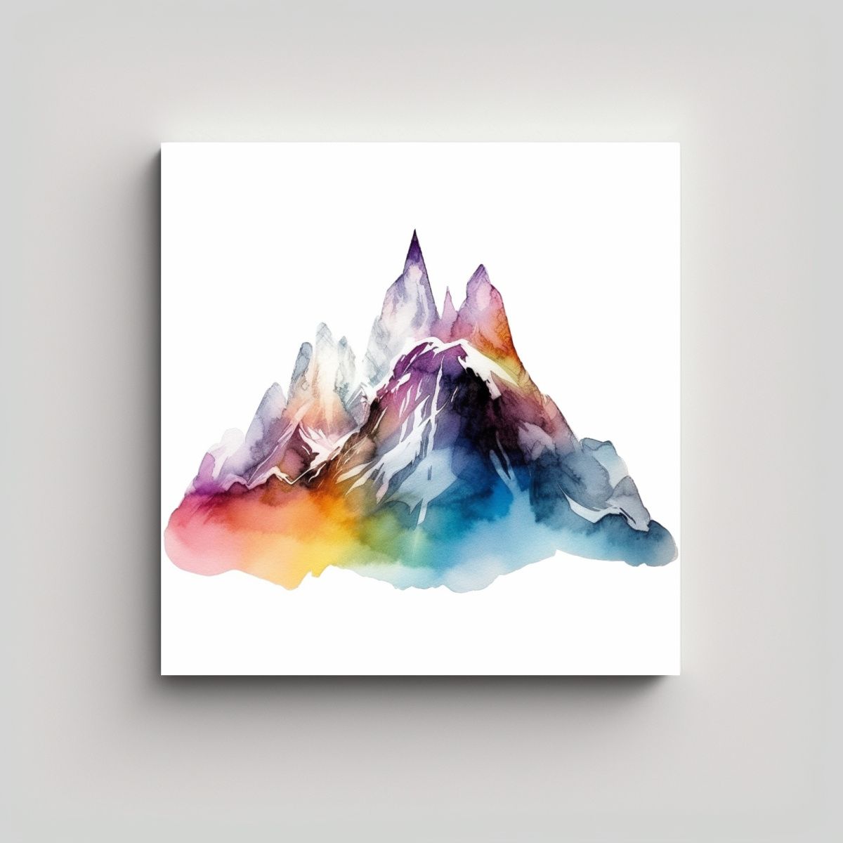 GENERICO - Cuadro Abstracto Montañas Arcoíris Bruma 90x90 Cm