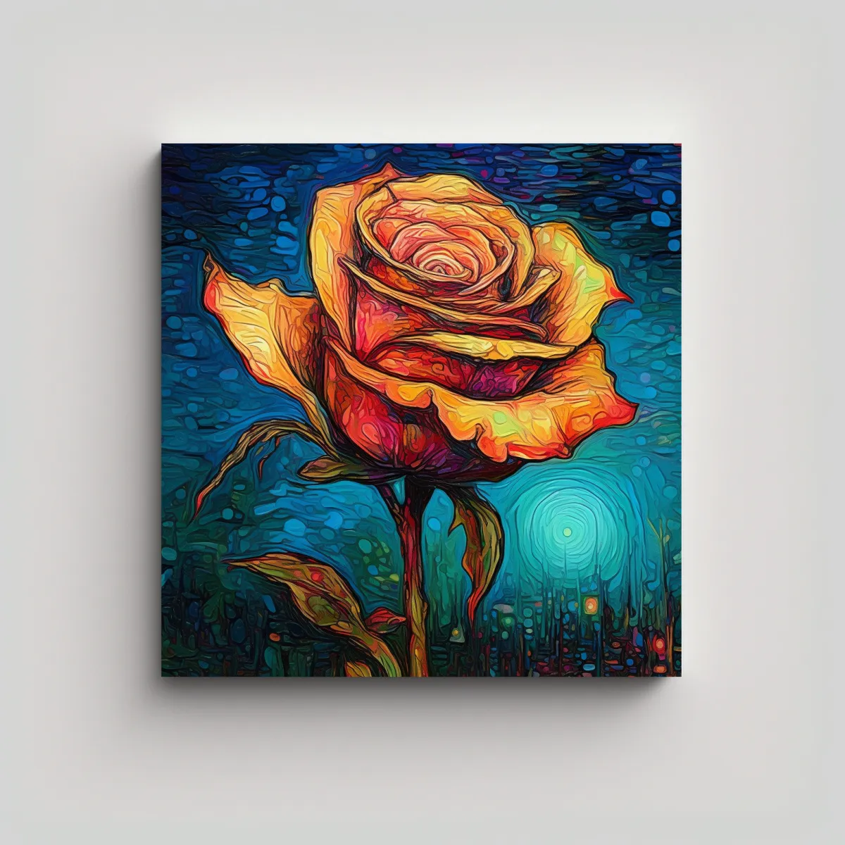 GENERICO - Rosa Estilo Van Gogh Arte Conceptual Visual 80x80 Cm