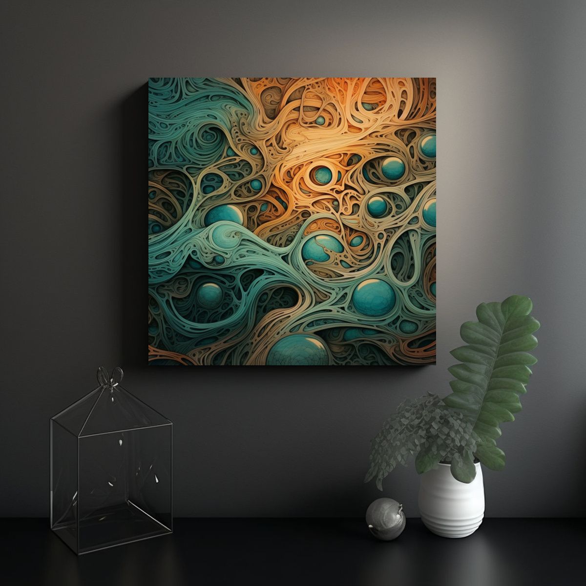 GENERICO - Pinturas Decorativas Modernas En Tonos Verde 70x70 Cm