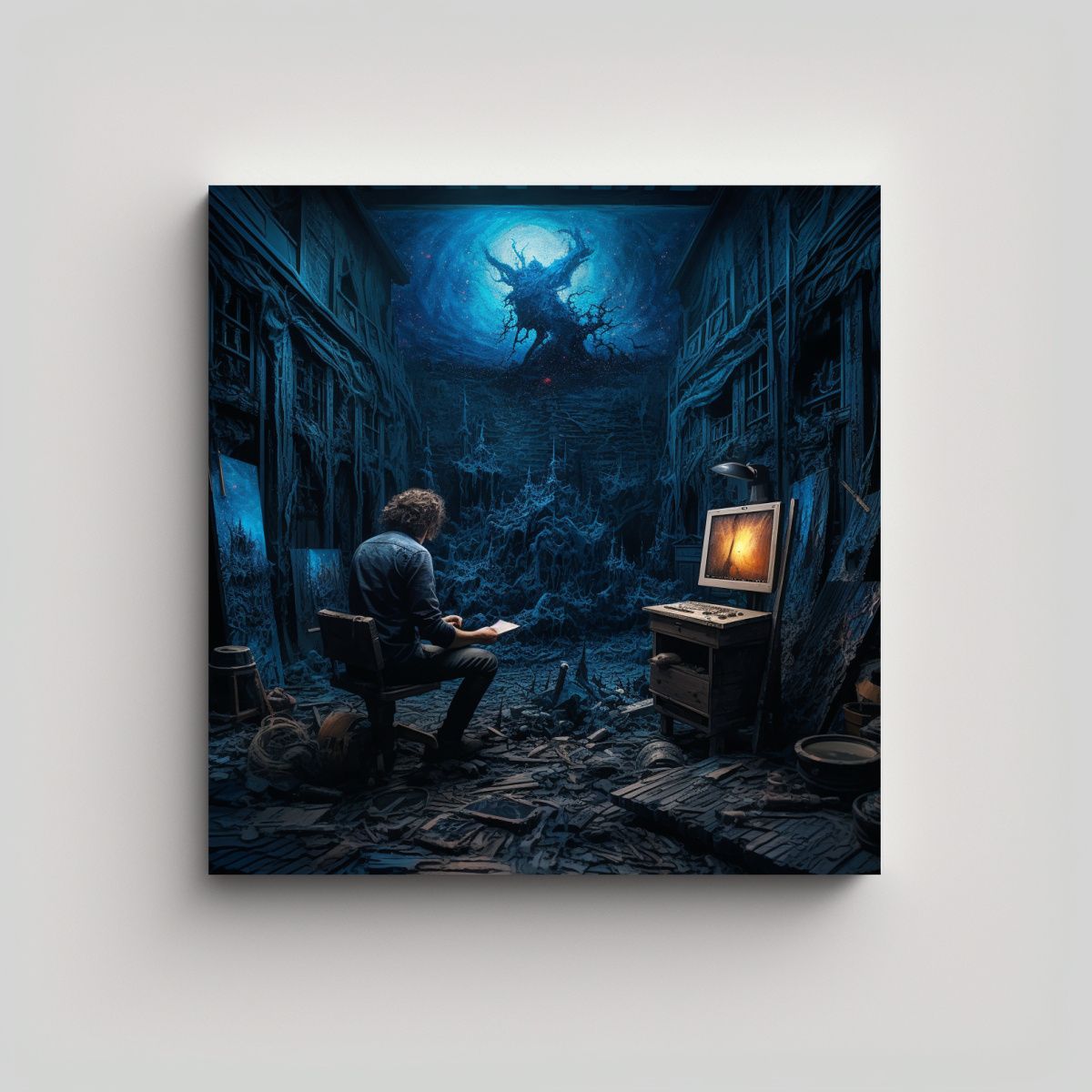 GENERICO - Pintura Decorativa Estilo Dan Mumford Y Sergey 90x90 Cm