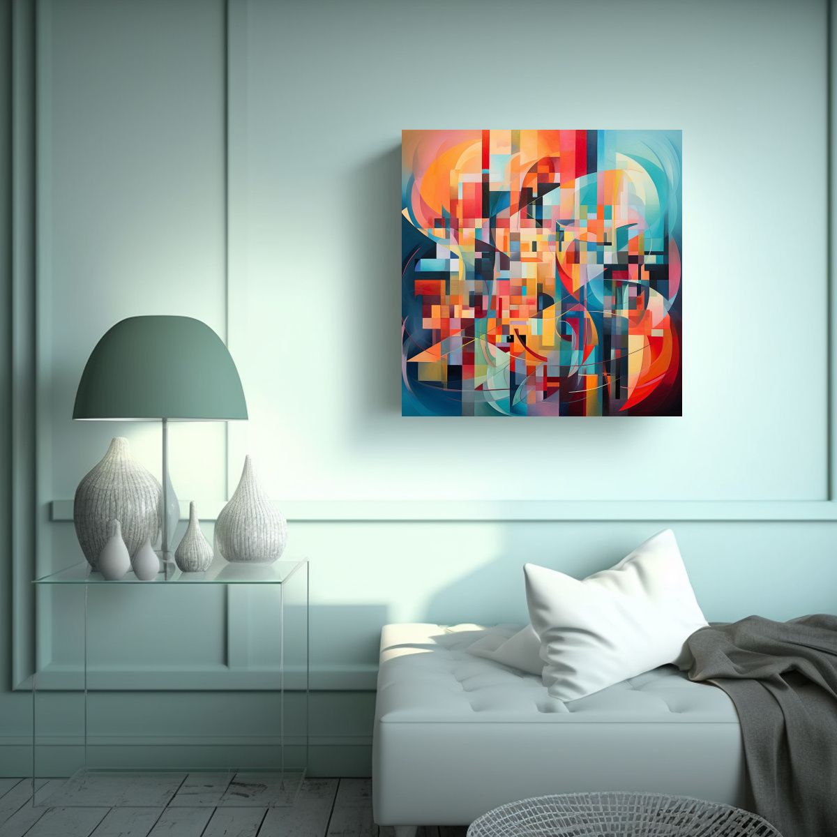 GENERICO - Pintura Decorativa Multicolor Con Composición 70x70 Cm.