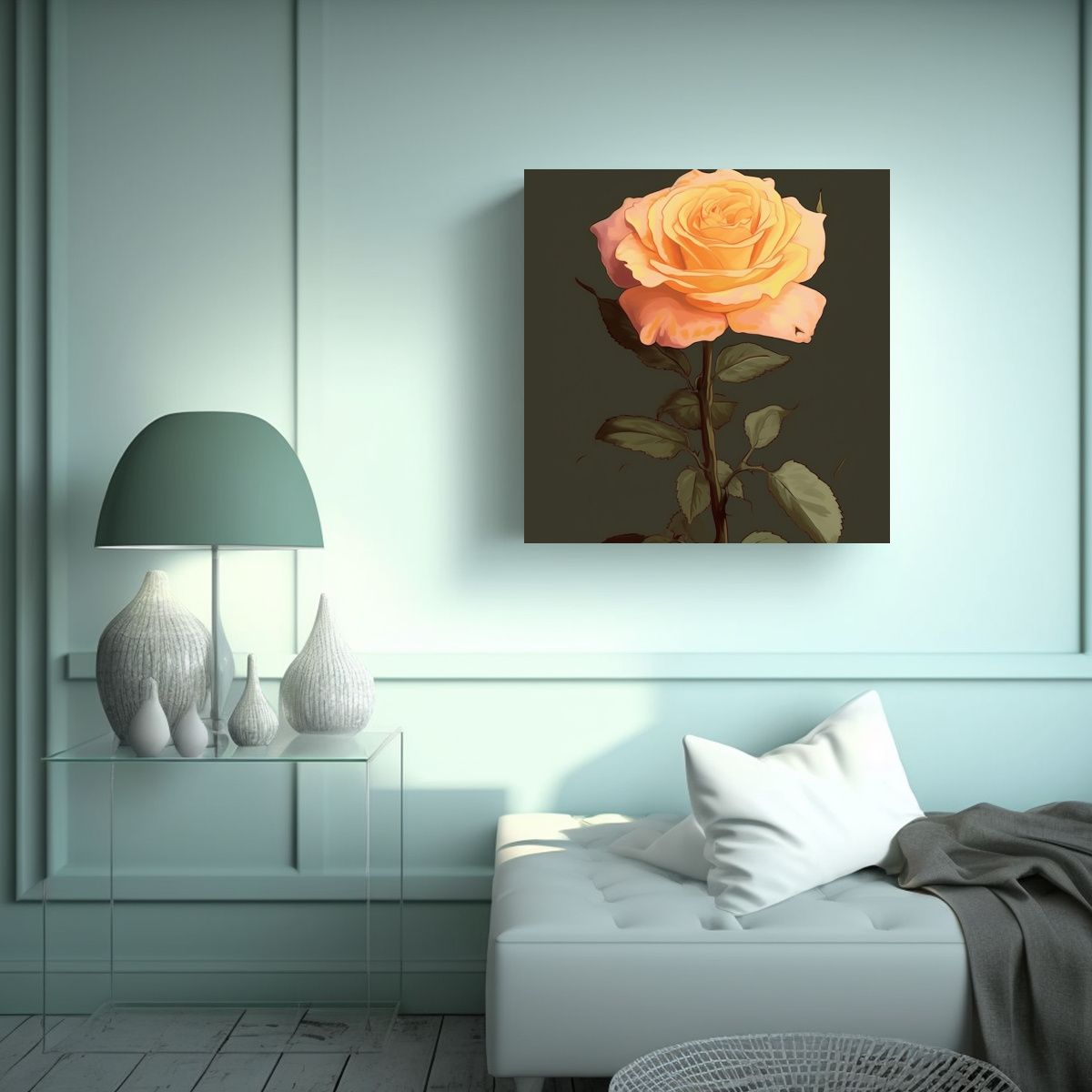 GENERICO - Cuadro De Rosa Amarilla Regalo De Arte 90x90 Cm