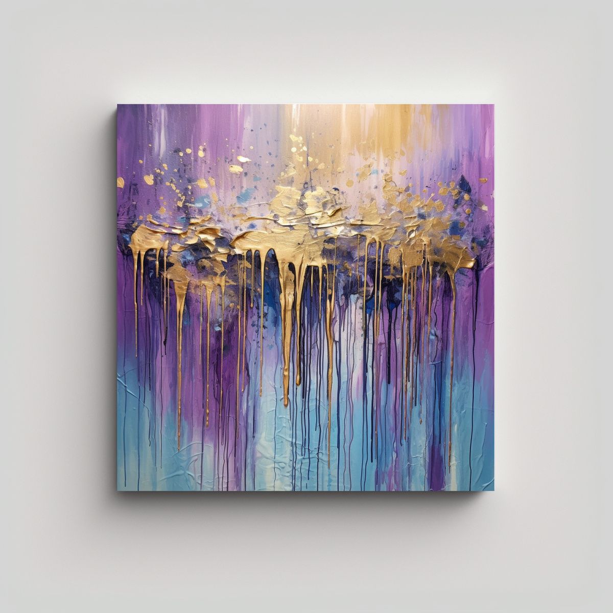 GENERICO - Cuadro Vanguardia En Púrpura Y Oro Estilo 80x80 Cm