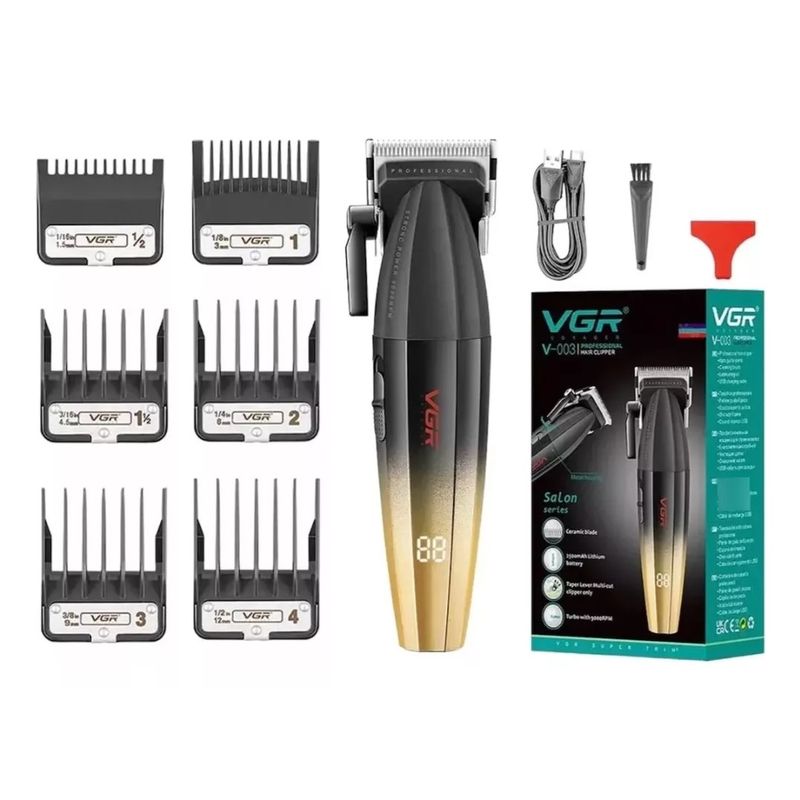 GENERICO - Maquina de corte de pelo inalámbrica VGR 003 negro y dorado