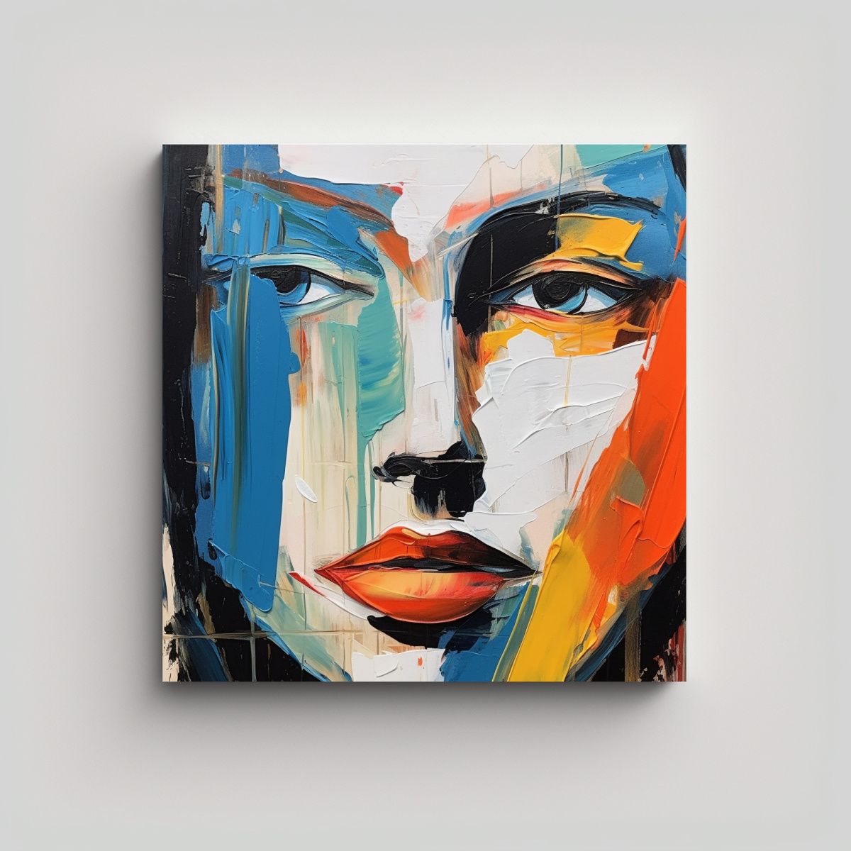 GENERICO - Pintura Abstracta Minimalista De Rostro Para 80x80 Cm.