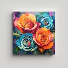 GENERICO - Cuadro Decorativo De Rosas Grandes Resistente Y 70x70 Cm