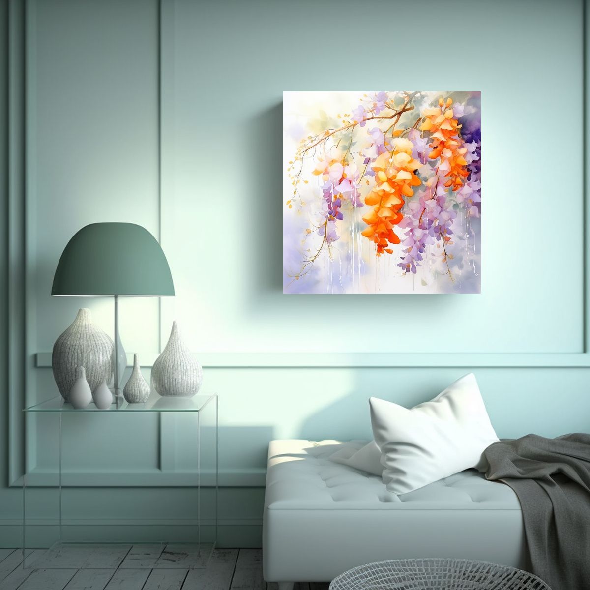 GENERICO - Cuadro De Tela Sublimada Inspiración Flores De 70x70 Cm