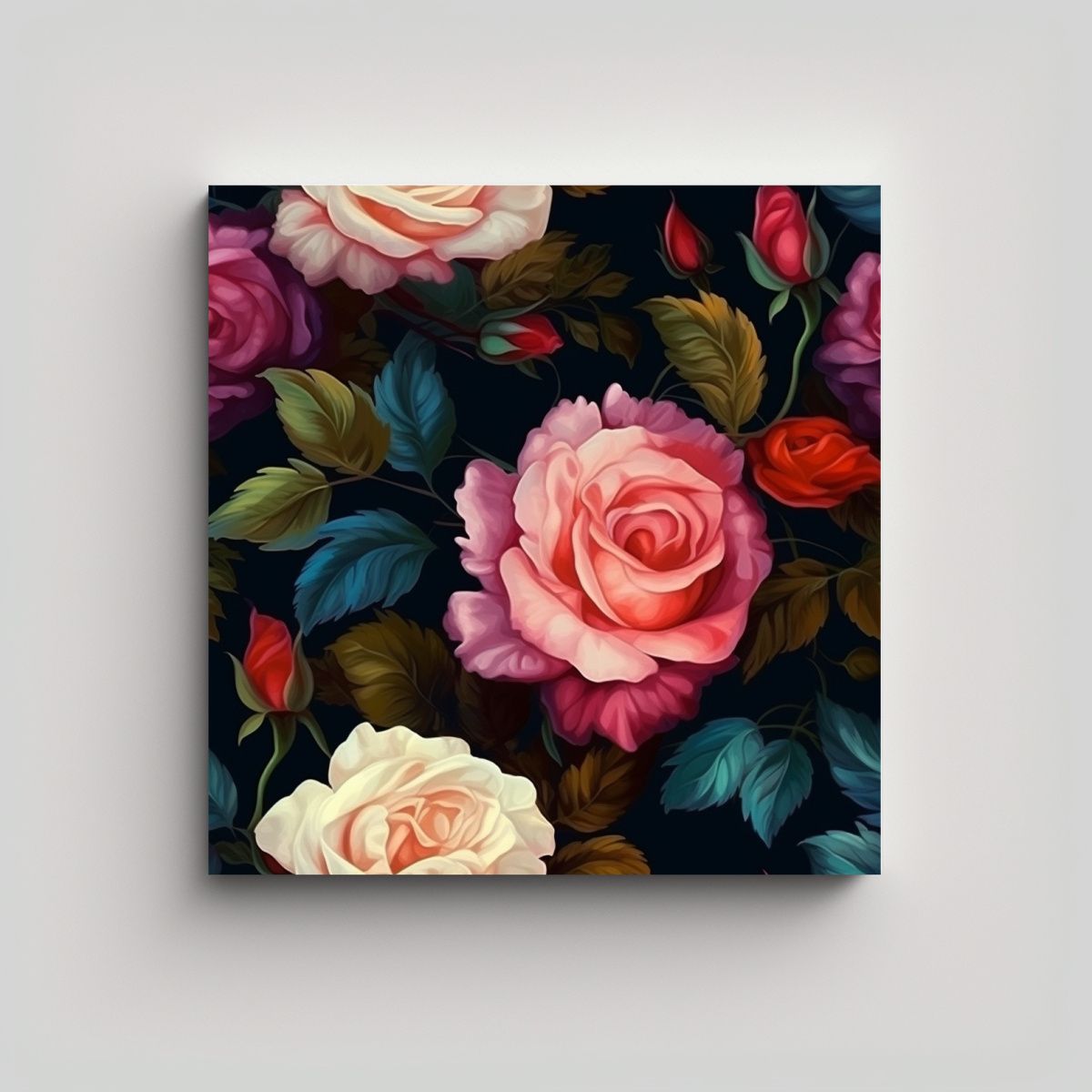 GENERICO - Pintura Al Óleo De Rosas Hermosas En Tela 80x80 Cm