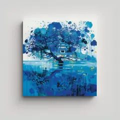 GENERICO - Pinturas Decorativas De Wu Guanzhong En Azul 70x70 Cm