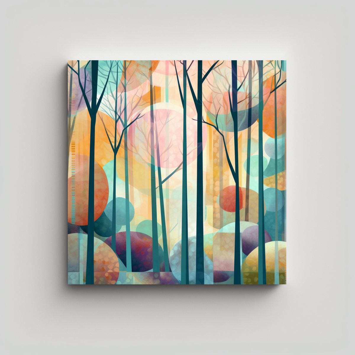 GENERICO - Cuadros Abstracción Arte Grafico En Tonos Pastel 70x70 Cm