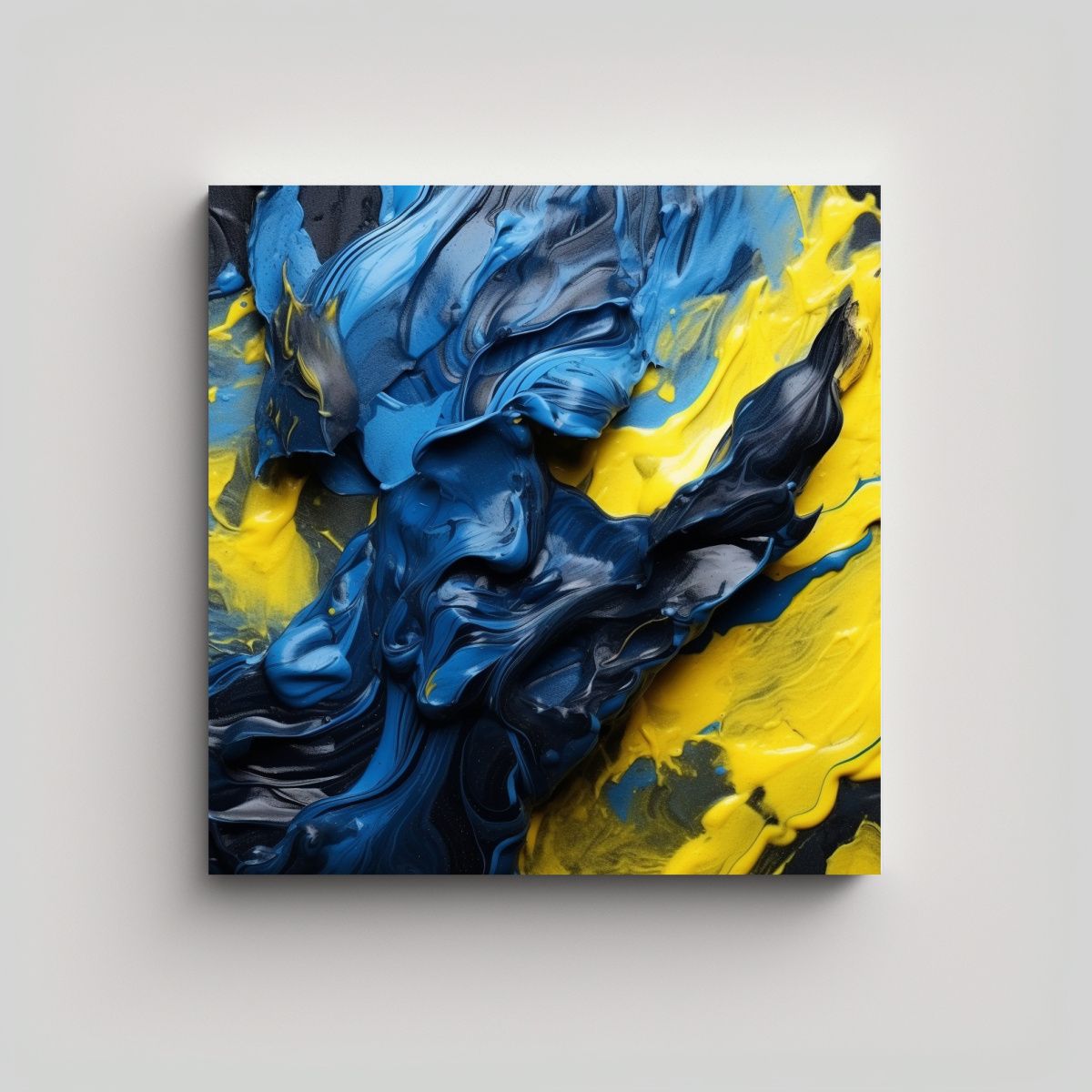 GENERICO - Pintura Con Colores Amarillo Azul Negro Y 70x70 Cm