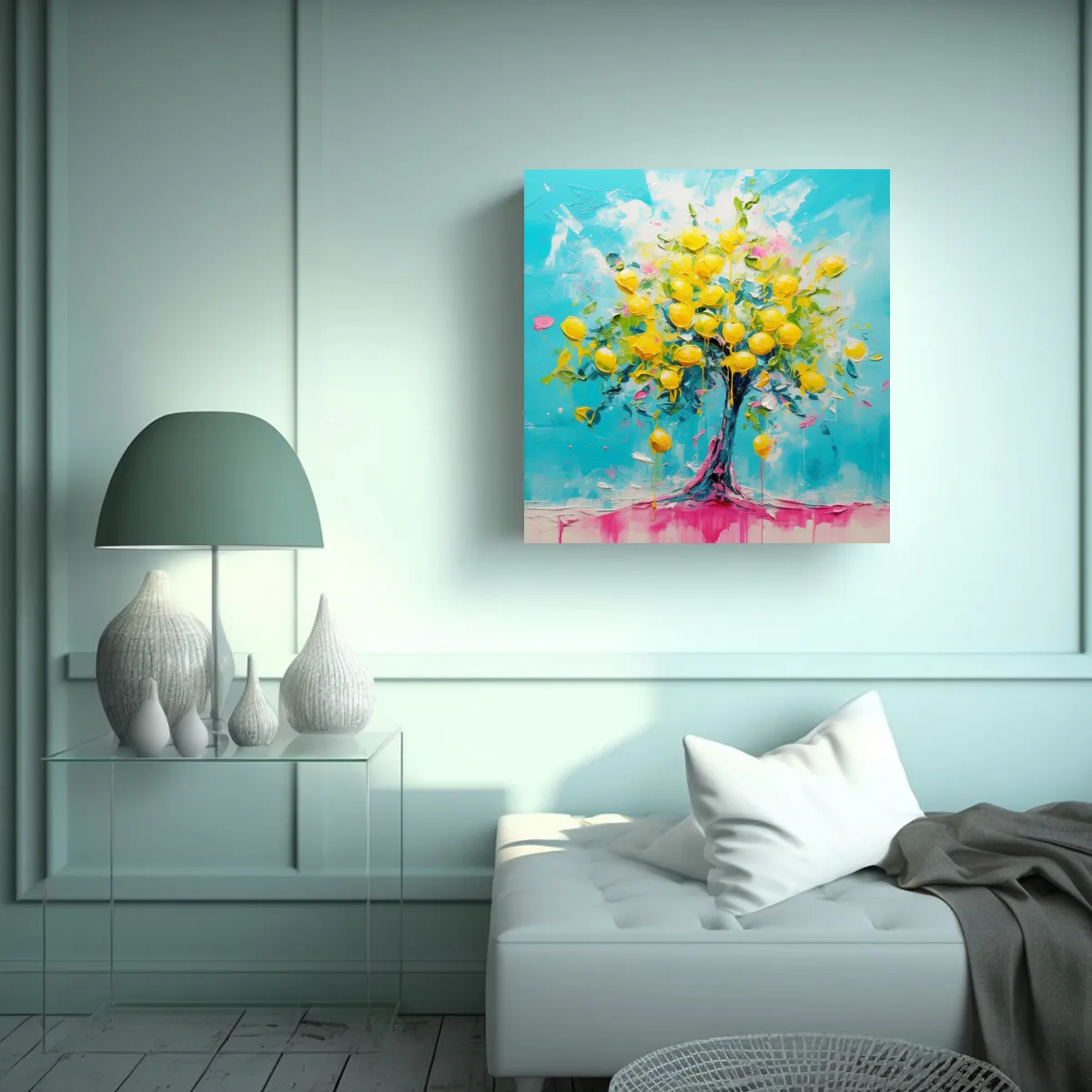 GENERICO - Cuadro Abstracto Intenso Árbol De Limón 70x70 Cm