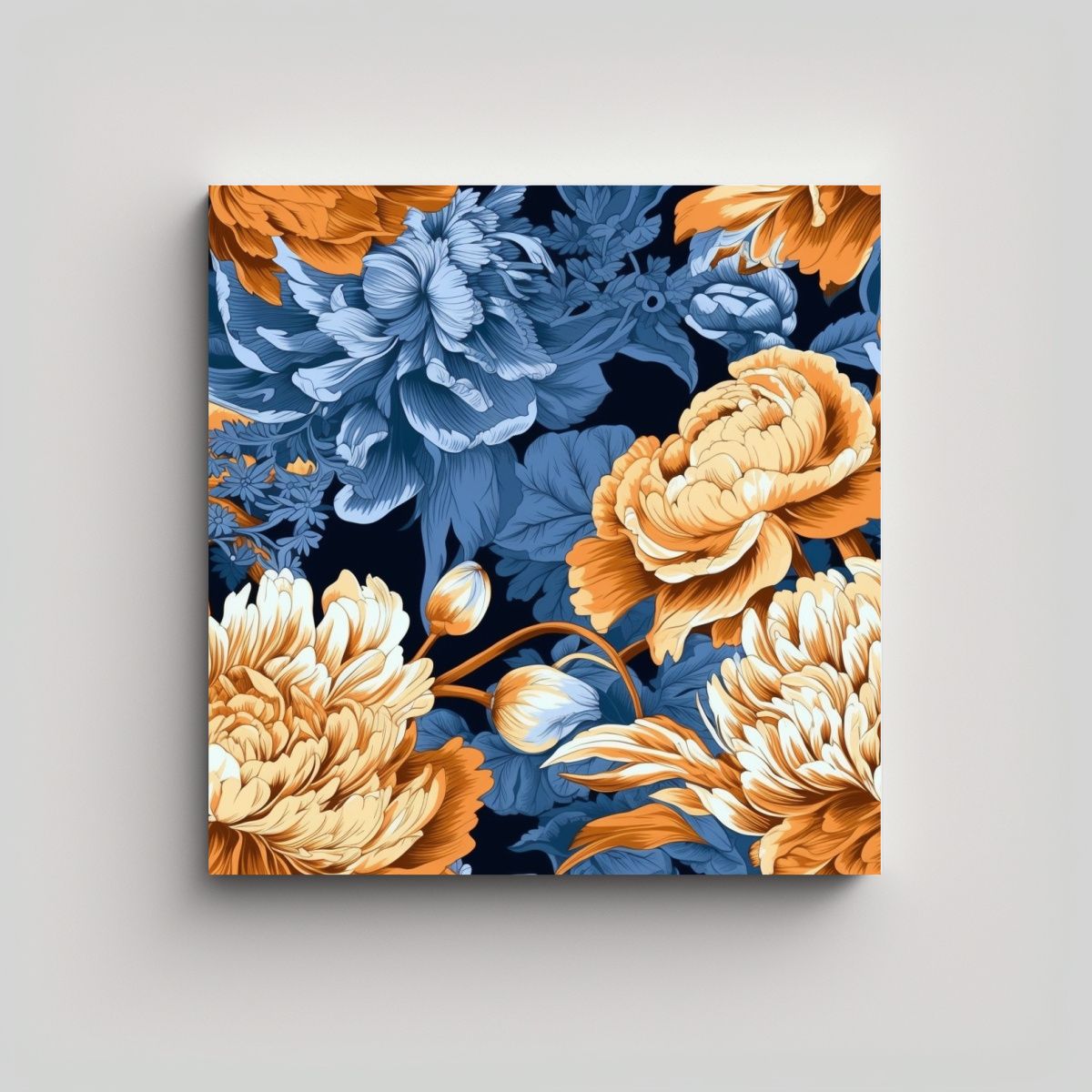 GENERICO - Dibujo De Flores Grandes Y Realistas En Tela En 80x80 Cm.