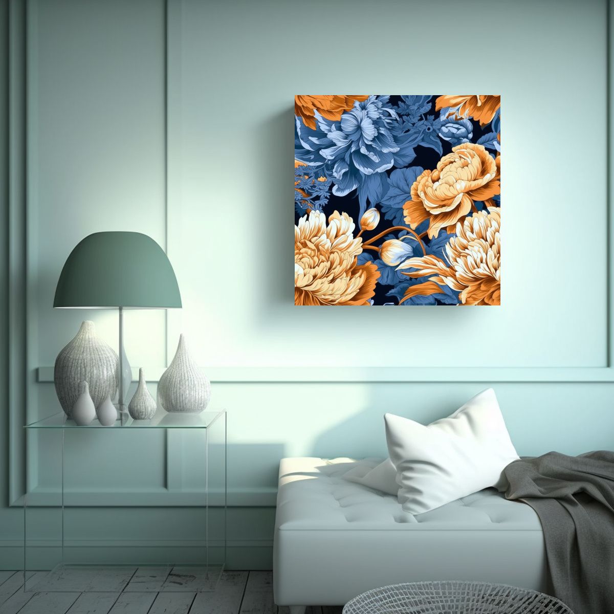 GENERICO - Dibujo De Flores Grandes Y Realistas En Tela En 80x80 Cm.