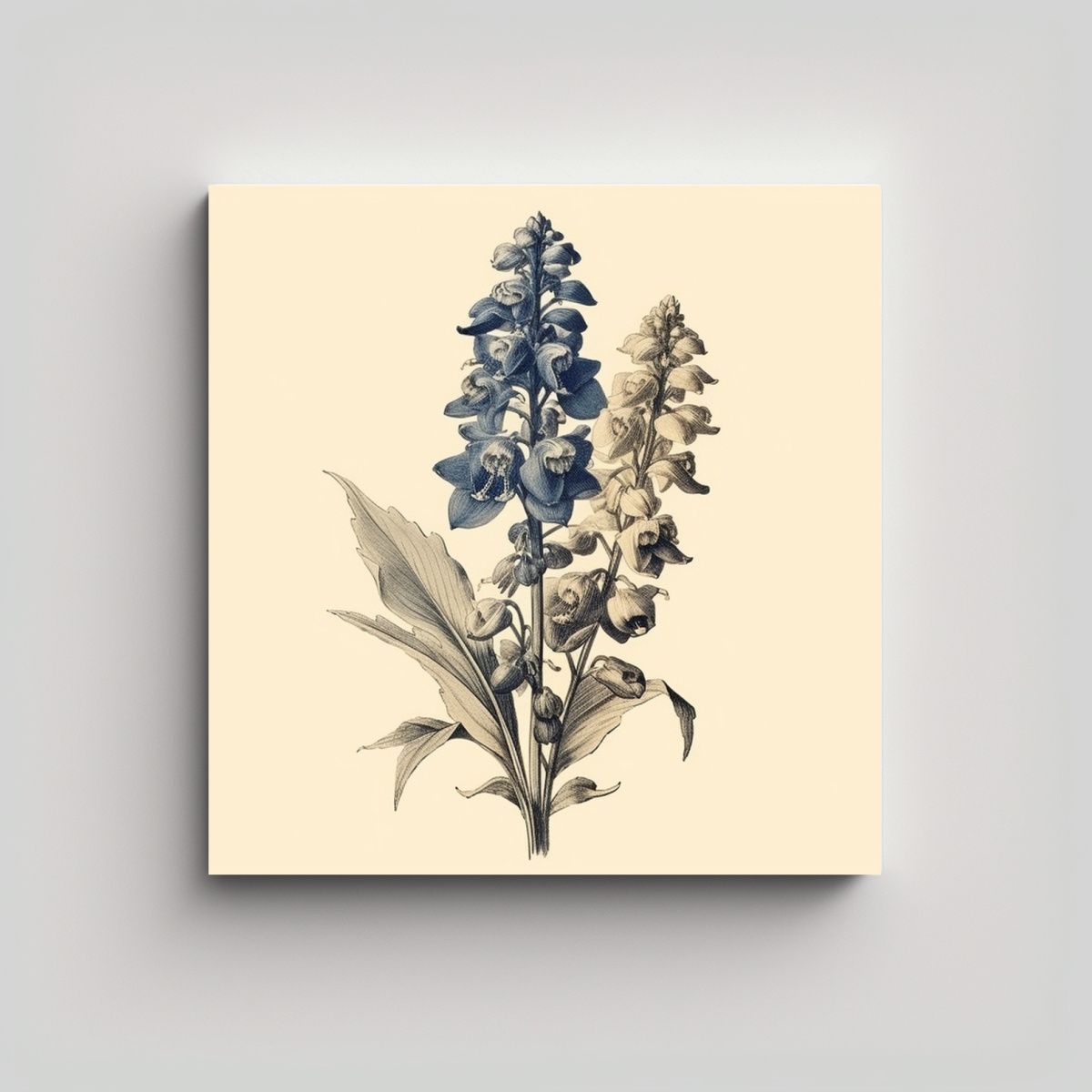 GENERICO - Cuadro Abstracto Único Con Delphinium Dibujado 70x70 Cm