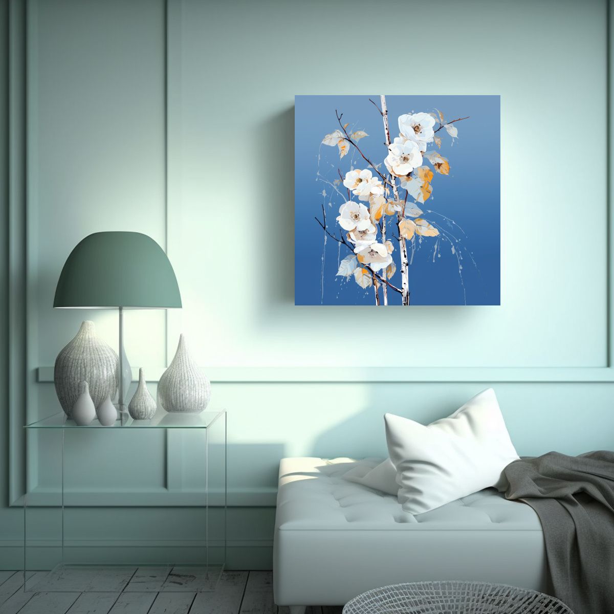 GENERICO - Cuadro Hermoso Unica Árbol De Abedul En Tonos 90x90 Cm