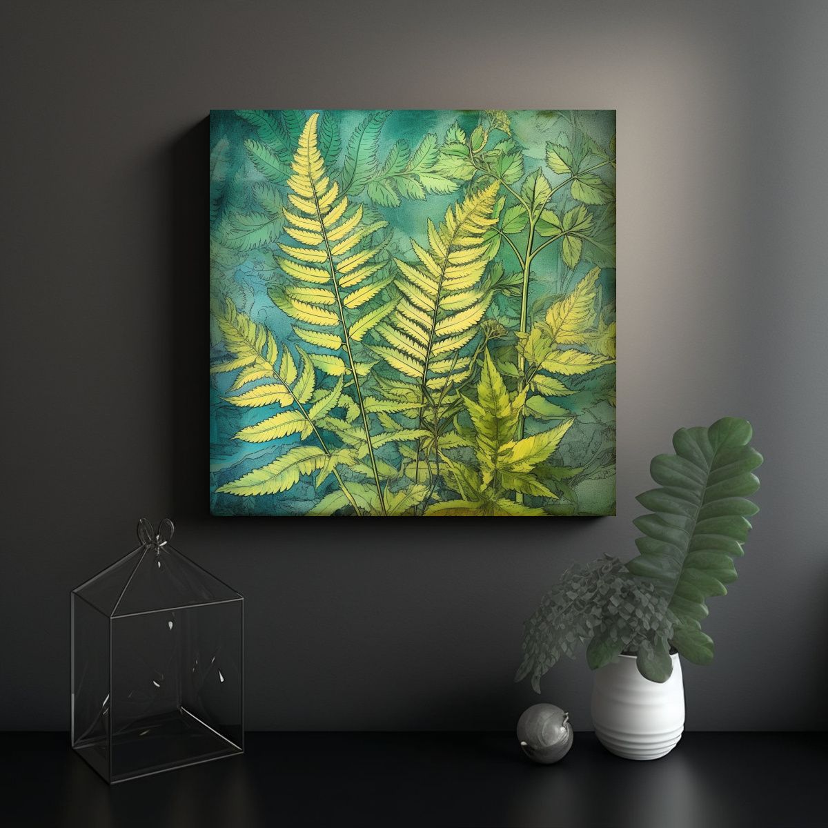 GENERICO - Cuadro Surrealista De Pteridium Aquilinum En 70x70 Cm