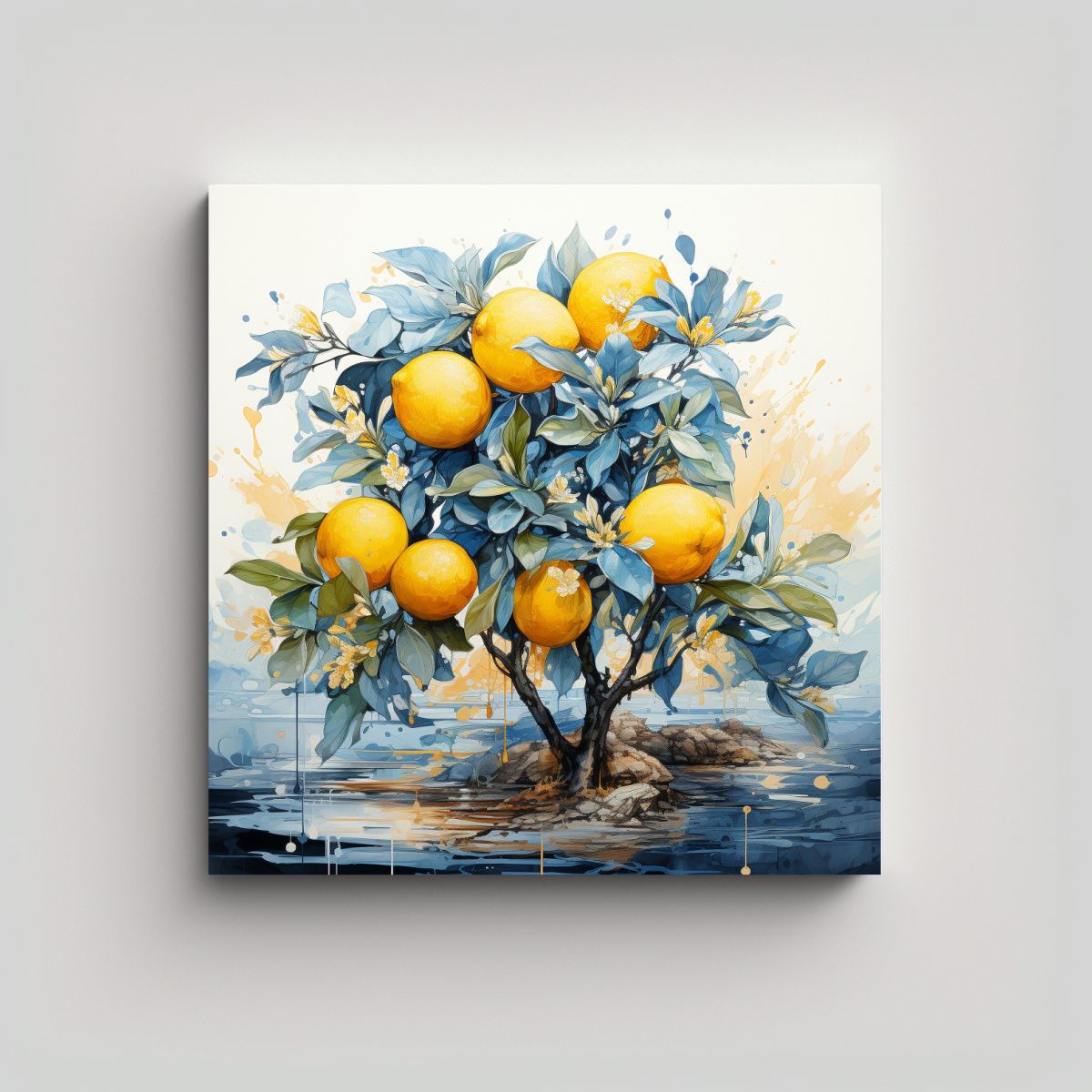 GENERICO - Pintura Abstracta De árbol De Limón En Colores 70x70 Cm