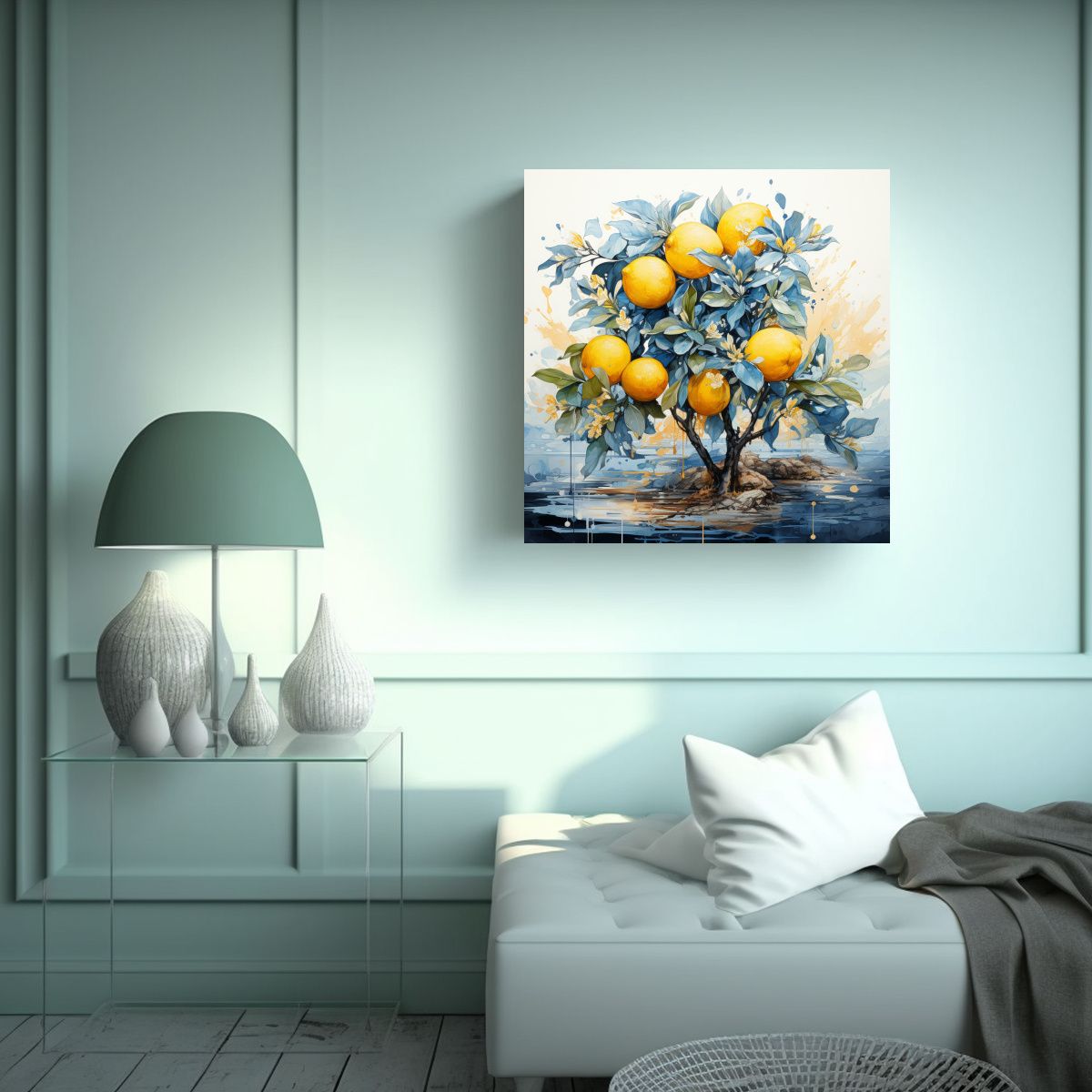 GENERICO - Pintura Abstracta De árbol De Limón En Colores 70x70 Cm