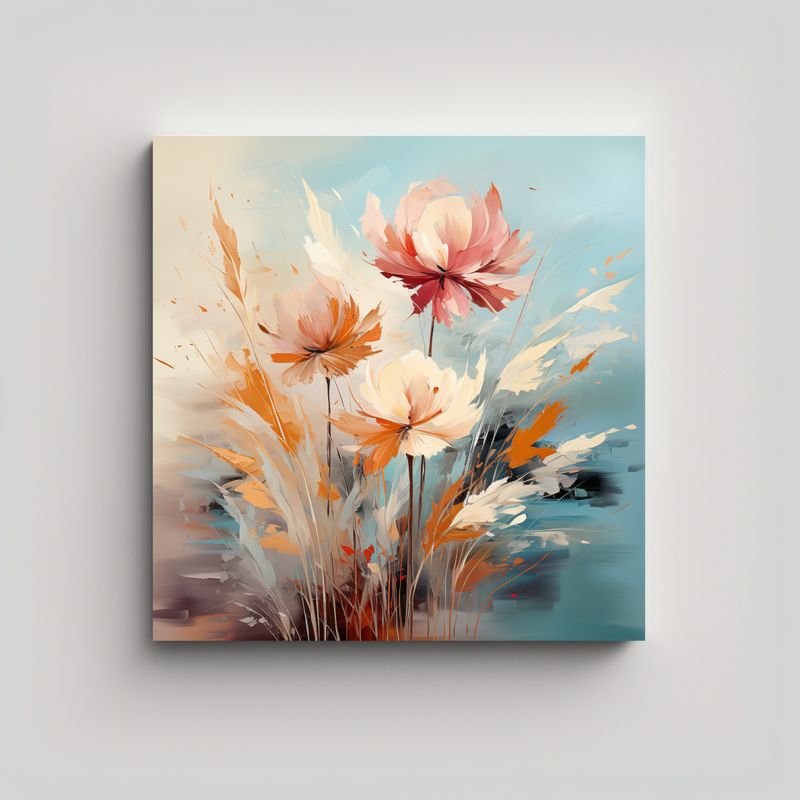 GENERICO - Cuadro Dibujo Pampas Grass En Colores Apagados 80x80 Cm