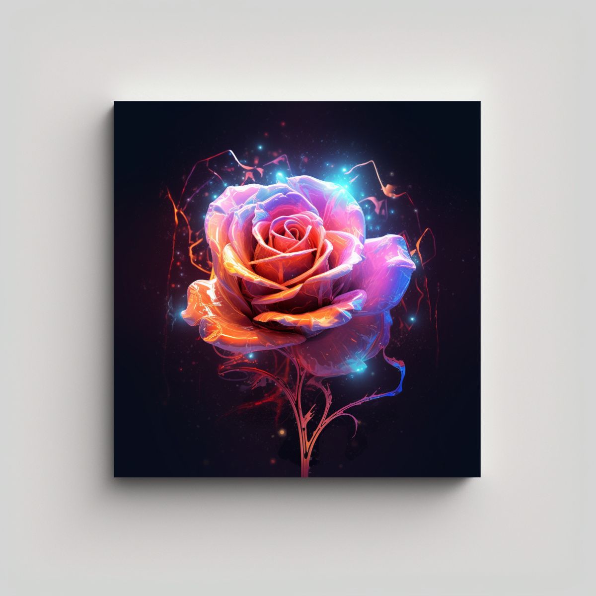 GENERICO - Lienzo Innovador De Rosa Neón Abstracta - Arte 90x90 Cm