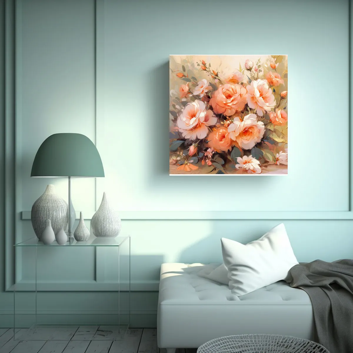 GENERICO - Pintura Arte Moderno Urbano Naranja Y Rosa En 70x70 Cm
