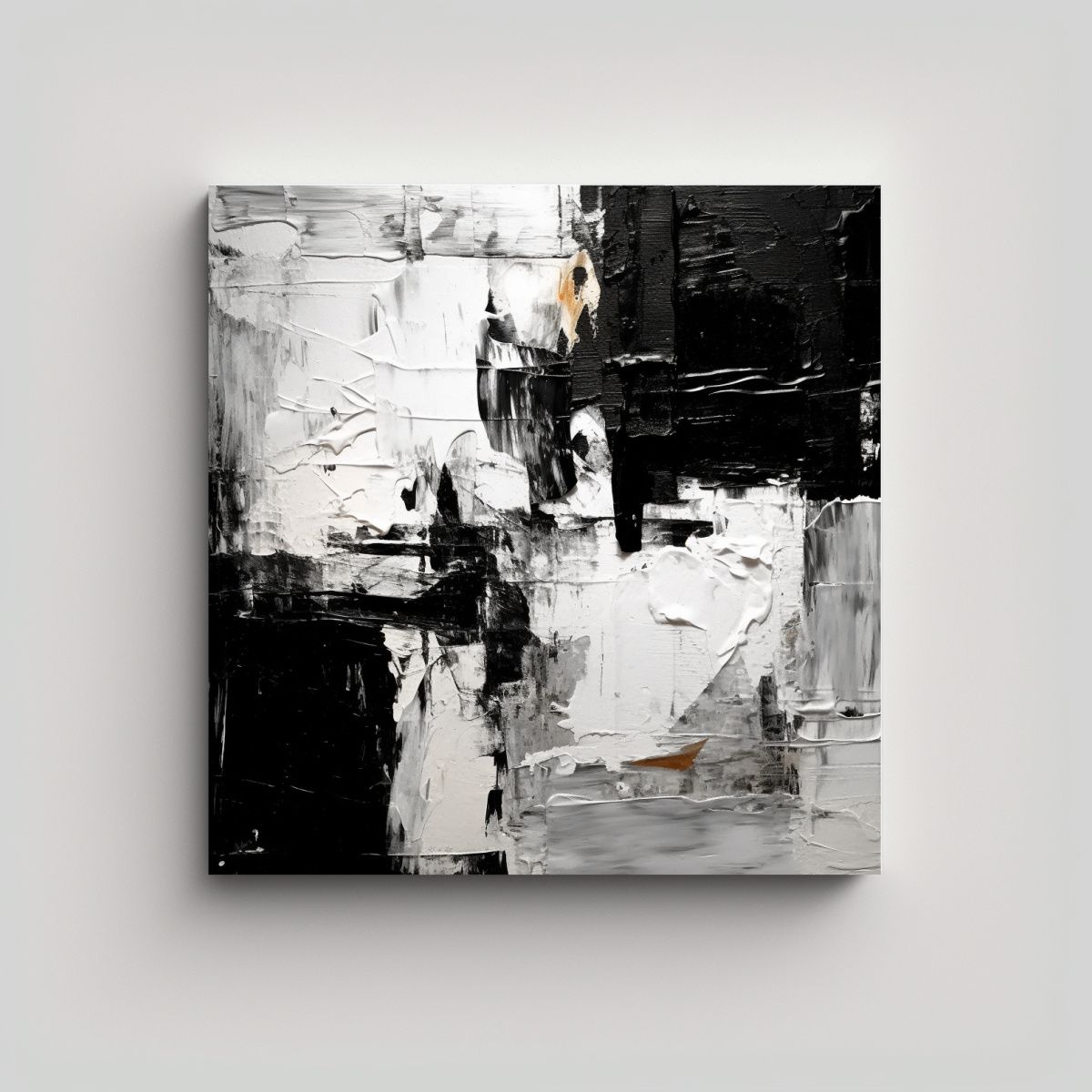 GENERICO - Cuadro Abstracto En Blanco Y Negro Con Temática 70x70 Cm