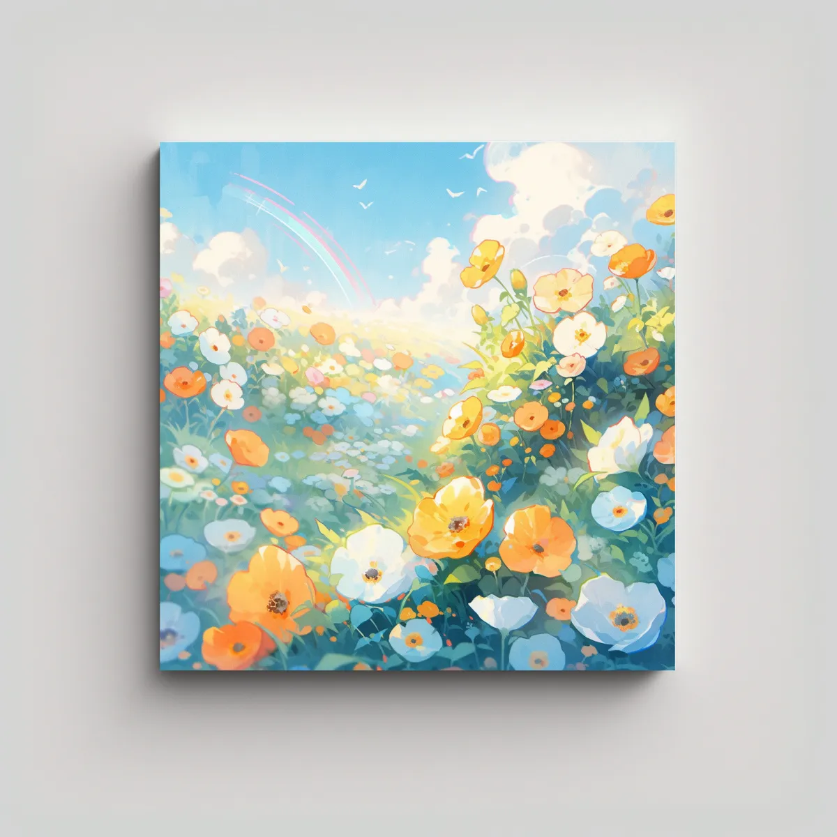 GENERICO - Pintura Abstracta Con Flores Buttercups Colores 70x70 Cm