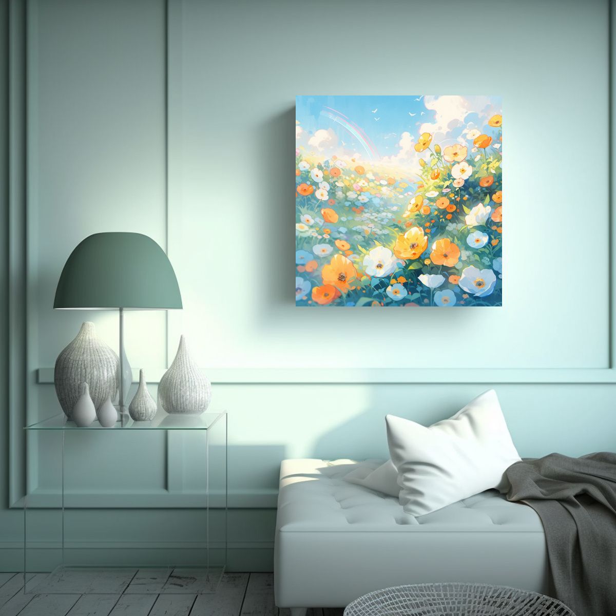 GENERICO - Pintura Abstracta Con Flores Buttercups Colores 70x70 Cm
