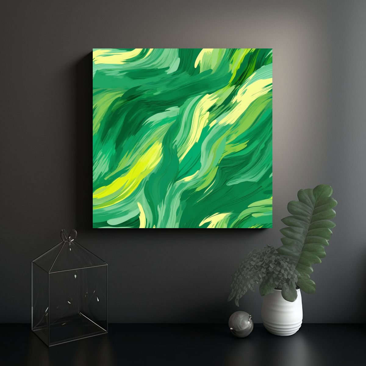 GENERICO - Patrón Fluido De Pinceladas En Verde 80x80 Cm