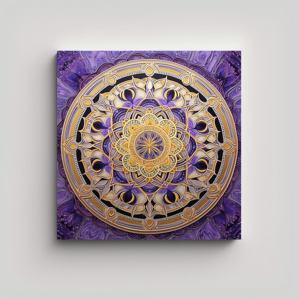 GENERICO - Cuadro Acuarela Mandala Luminoso En Tonos Morado 80x80 Cm.