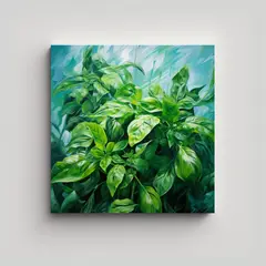 GENERICO - Pintura Abstracta De Hierbas De Albahaca En 80x80 Cm