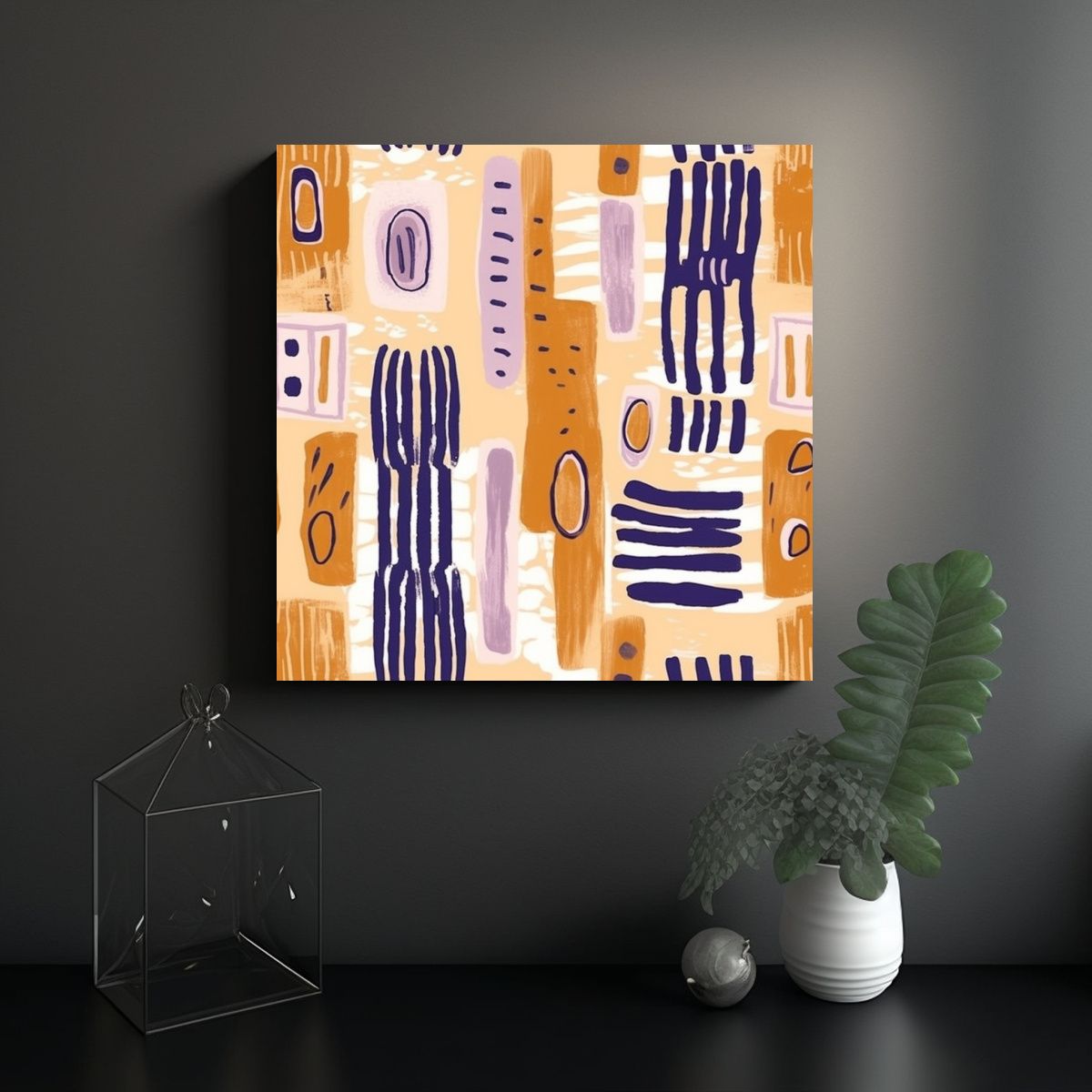 GENERICO - Cuadro Decorativo Estilo Montaña En Tonos 70x70 Cm