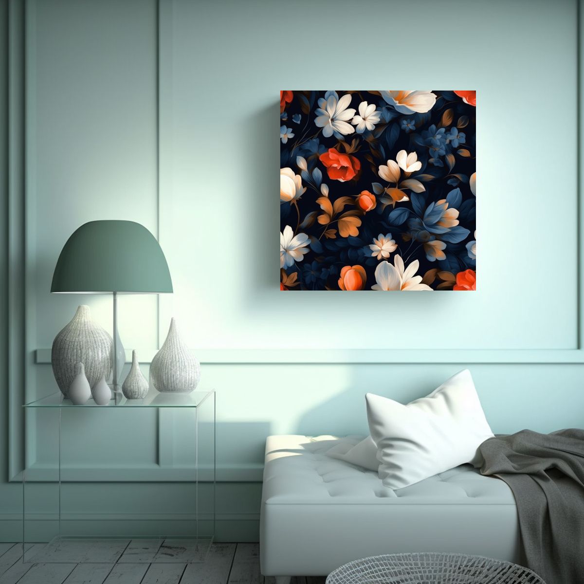 GENERICO - Patrón Floral Intenso En Estilo Surrealista Y 90x90 Cm