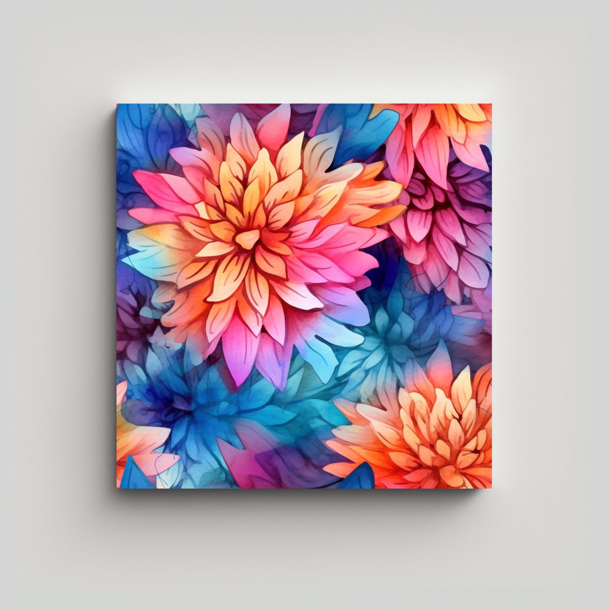 GENERICO - Dahlia Y Arte De Finas Líneas Cuadros 70x70 Cm.