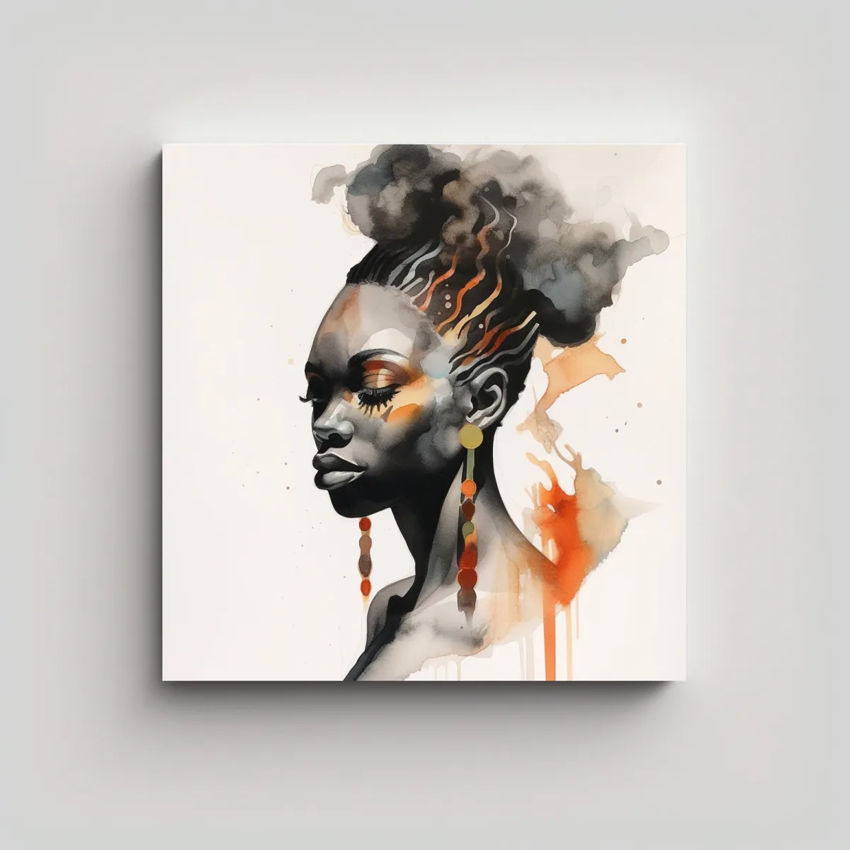 GENERICO - Cuadro Clásico De Mujer Negra En Acuarela Para 80x80 Cm