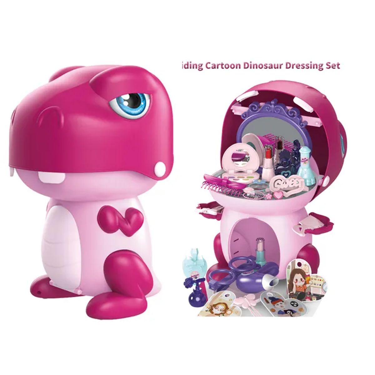 CARIBEE - Set de Maquillaje Tocador Dinosaurio Rosa 31 piezas