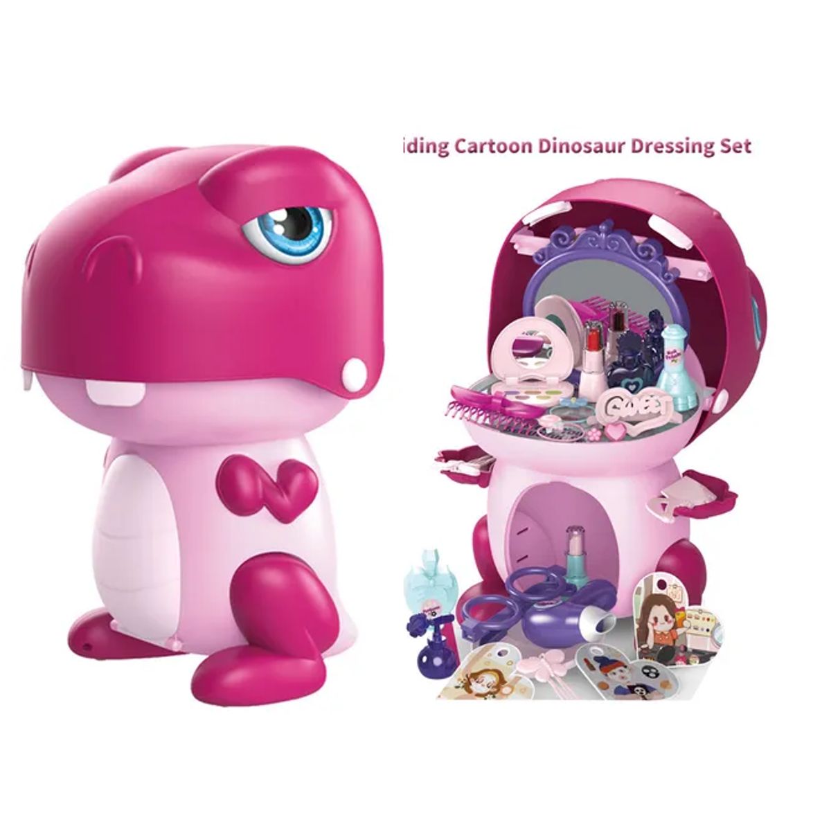 CARIBEE - Set de Maquillaje Tocador Dinosaurio Rosa 31 piezas