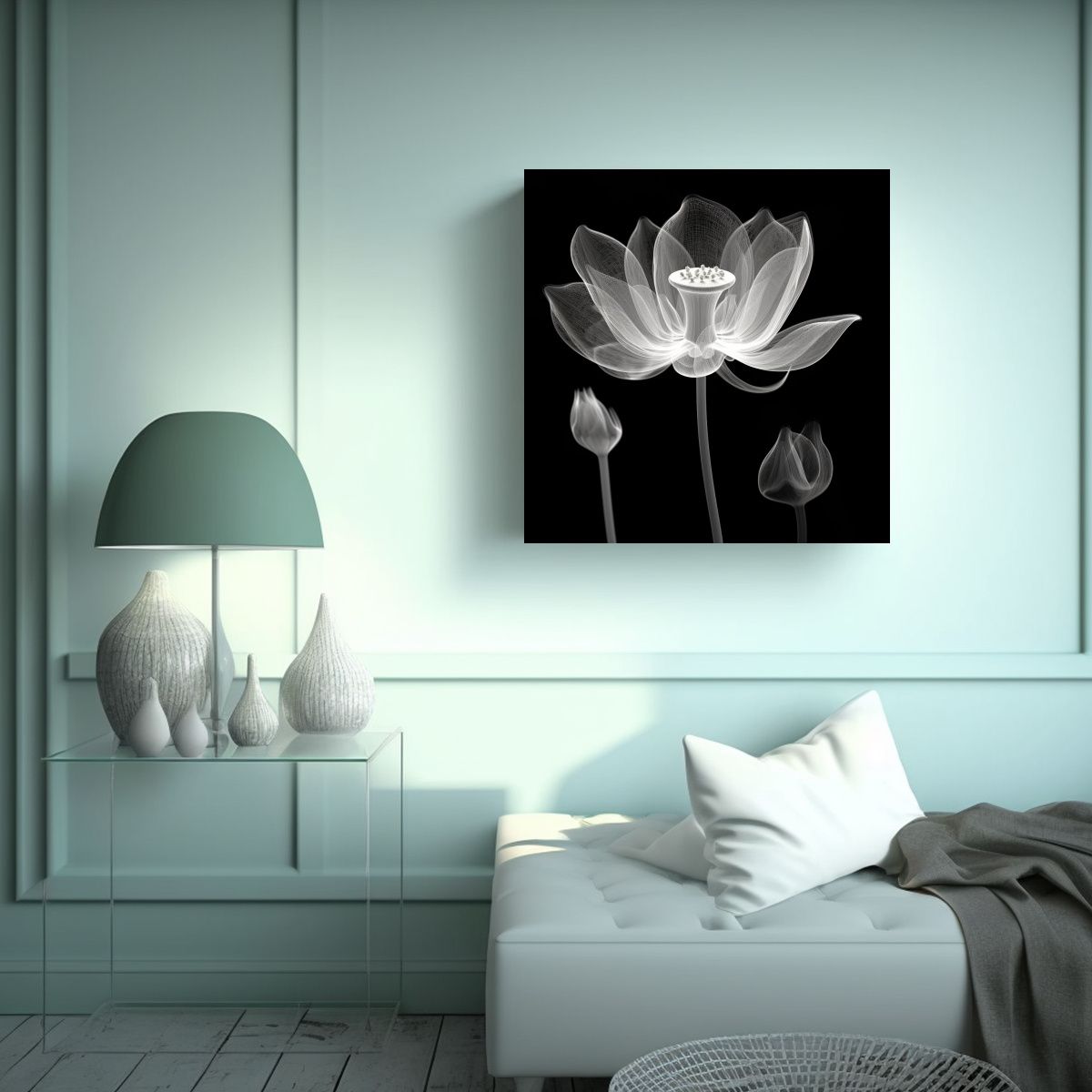 GENERICO - Cuadro Decorativo Lotus X-Ray De Alta Calidad 90x90 Cm.